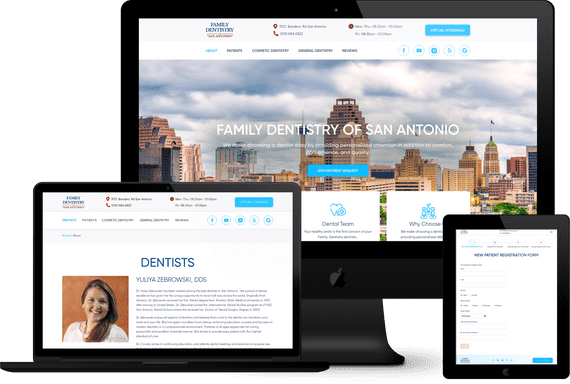 Mobile responsive web design for a dental clinic website by Cappers. Shows easy UX menu navigation with a click-to-call button.