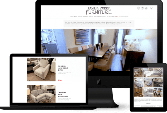 A repsonsive website for a modern furniture store, where you can create and compare products